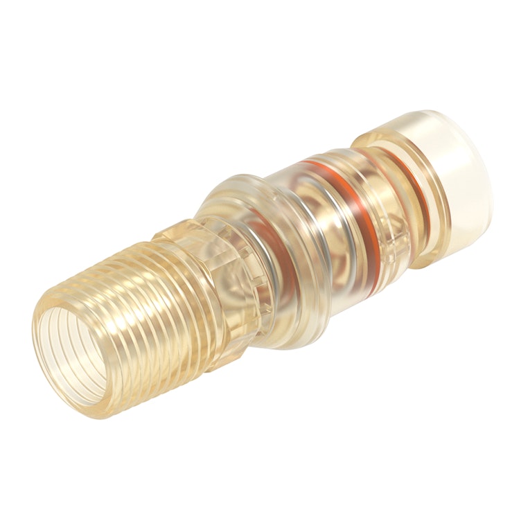1/2" NPT x 1/2" Tubing Equivalent Natural Polysulfone Male SeriesLock™ Valved Insert - Large