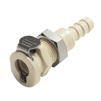1/4" Hose Barb PMC Series Polypropylene Panel Mount Body - Shutoff (Insert Sold Separately)