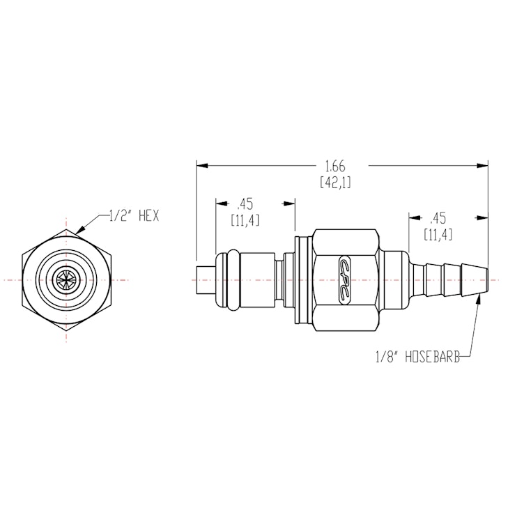 1/8" In-Line Hose Barb PMC Series Polypropylene Insert - Shutoff (Body Sold Separately)