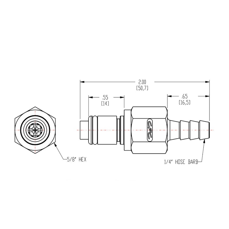 1/4" In-Line Hose Barb PLC Series Polypropylene Insert - Shutoff (Body Sold Separately)
