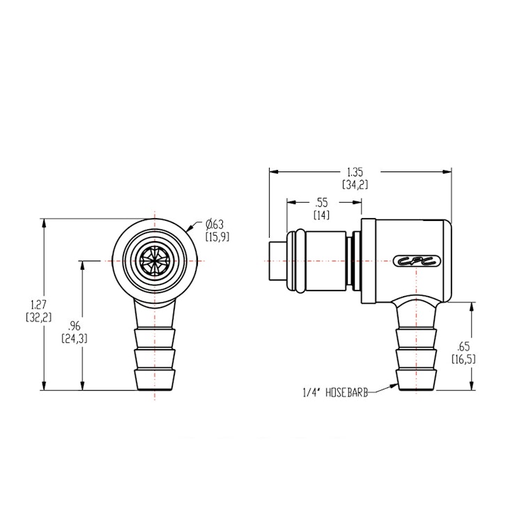 1/4" Hose Barb PLC Series Polypropylene Elbow Insert - Shutoff (Body Sold Separately)