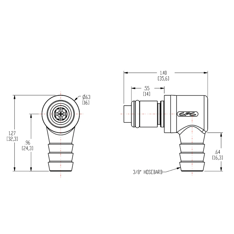 3/8" Hose Barb PLC Series Polypropylene Elbow Insert - Shutoff (Body Sold Separately)