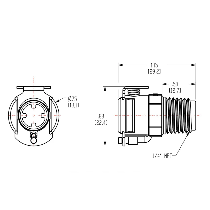 1/4" MNPT PLC Series Acetal Body - Straight Thru (Insert Sold Separately)