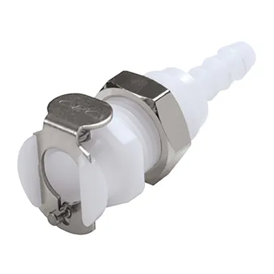 3/16" Hose Barb PMC Series Acetal Panel Mount Body - Straight Thru (Insert Sold Separately)