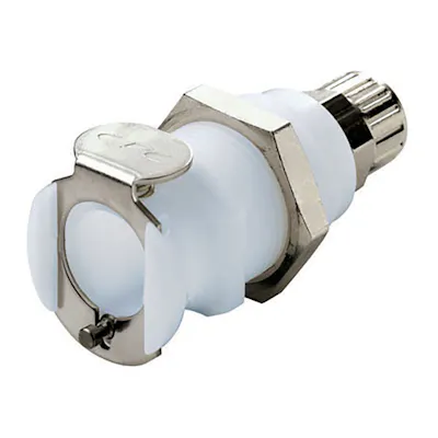 1/4" Ferruleless PTF PLC Series Acetal Panel Mount Body - Straight Thru (Insert Sold Separately)