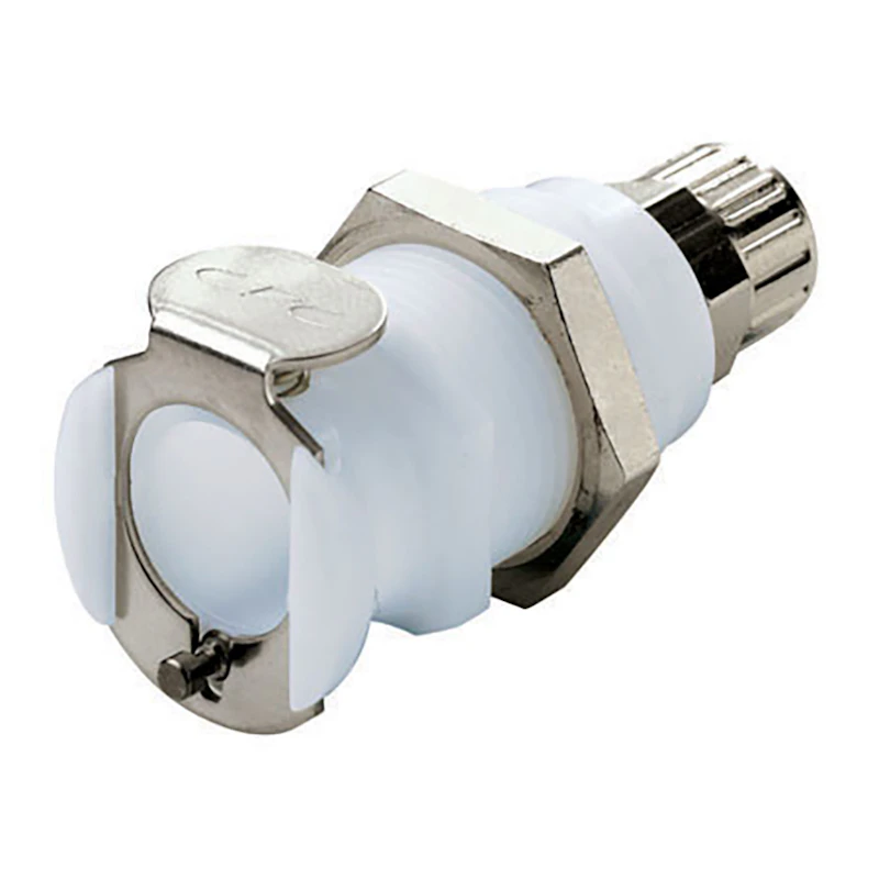 1/4" Ferruleless PTF PLC Series Acetal Panel Mount Body - Straight Thru (Insert Sold Separately)