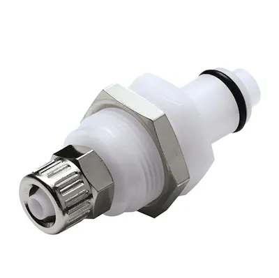 1/4" Ferruleless PTF PLC Series Acetal Panel Mount Insert - Shutoff (Body Sold Separately)