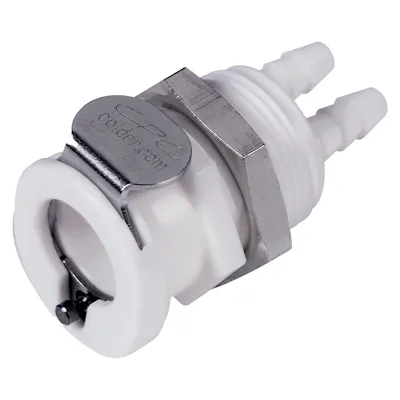 1/8" ID (3.2mm ID) Twin Tube™ Panel Mount Hose Barb Coupling Body - Straight Thru (Insert Sold Separately)