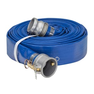 4" Blue PVC Water Discharge Hose Assembly w/Female Coupler & Male Adapter Ends