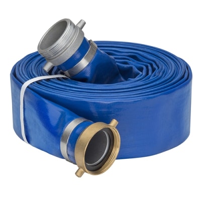 3" Blue PVC Water Discharge Hose Assembly w/Pin Lug Female & Male Ends