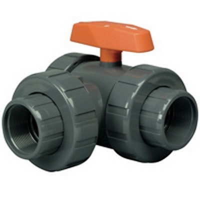 1" PVC Lateral LA Series 3-Way Valve with Threaded & Socket Ends