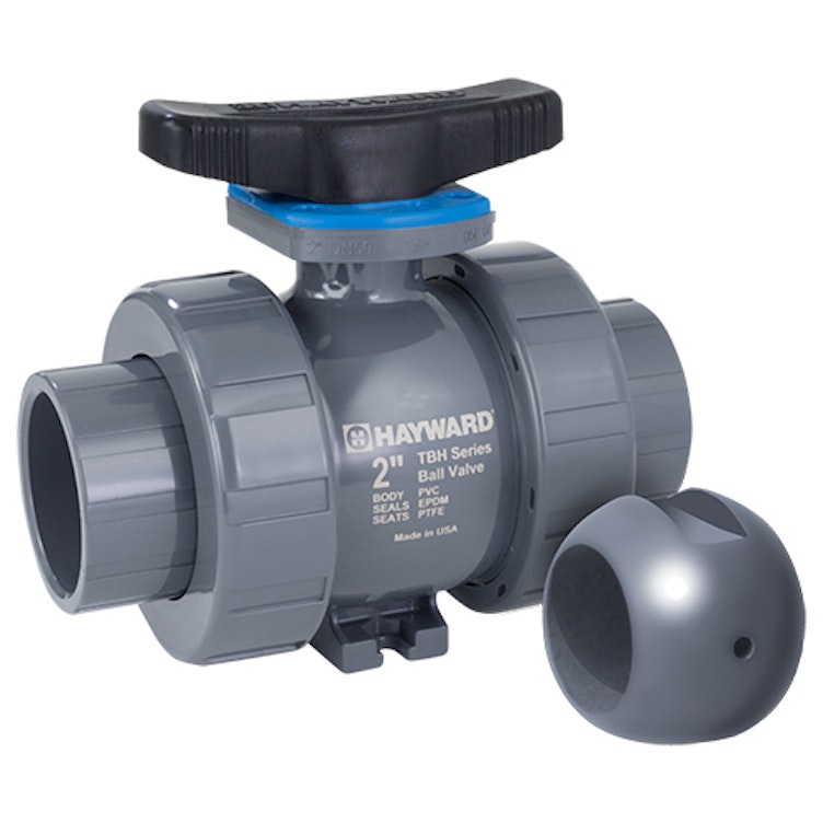 1/2" Socket/Threaded CPVC TBH Series True Union Z-Ball Valve with FPM O-rings for NaOCl