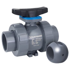 1/2" Socket/Threaded PVC TBH Series True Union Z-Ball Valve with FPM O-rings for NaOCl