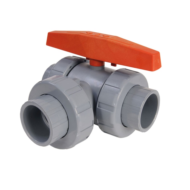 1" CPVC Lateral LA Series 3-Way Valve with Threaded & Socket Ends