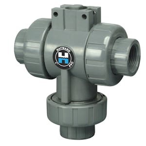 1/2" Socket/Threaded HCTW Series PVC Three Way Valve with EPDM O-rings