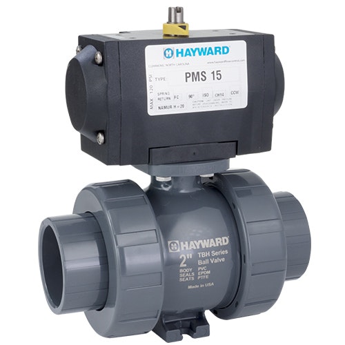 3/4" PMSTBH Series Pneumatic Actuator & True Union PVC Ball Valve with FPM O-rings