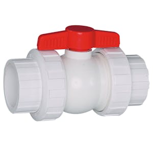 3/4" Threaded/Socket White PVC QTA Series Compact Ball Valve with EPDM O-Ring