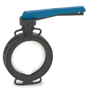 8" GF® Type 565 PVC Wafer Butterfly Valve with FKM Seal - Lever Operation