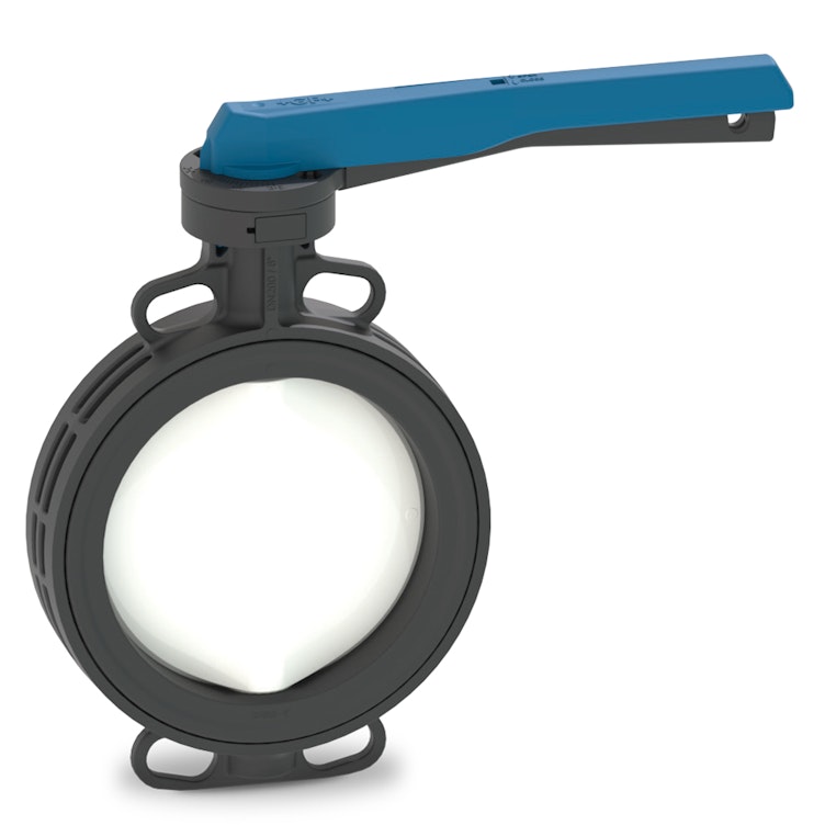 2" GF® Type 565 PVC Wafer Butterfly Valve with FKM Seal - Lever Operation