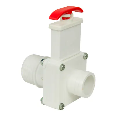 1-1/2" Pool Hose x MIP White PVC Knife Gate Valve