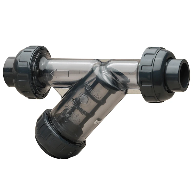 3/4" Clear PVC Socket / Threaded Sediment Strainer