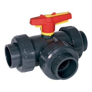 3/4" PVC T-Port 3-Way Valve with Socket Ends