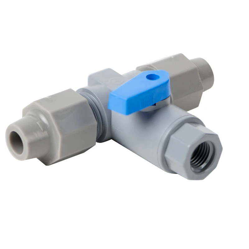 1/4" FNPT Valve End x 1/4" QEST T-Link Series 689 PVC Ball Valve