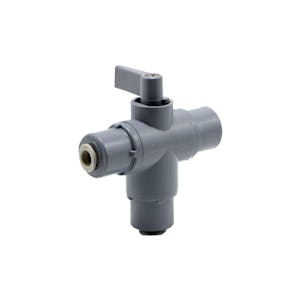 1/4" OD Push-to-Connect Series 326 3-Way PVC Ball Valve with EPDM Seals
