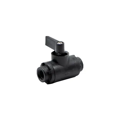 1/8" FNPT x 1/8" FNPT Black Polypropylene Series 226 Two-Way Ball Valve with Buna-N Seals