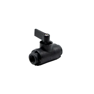 1/8" FNPT x 1/8" FNPT Black Polypropylene Series 226 Two-Way Ball Valve with Viton™ Seals