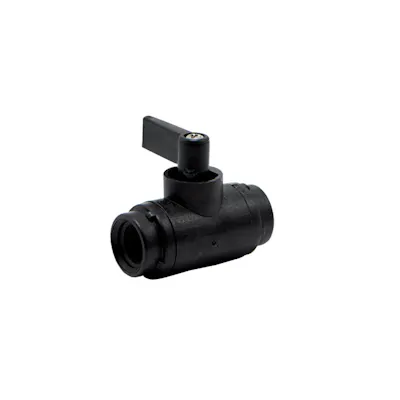 1/4" FNPT x 1/4" FNPT Black Polypropylene Series 226 Two-Way Ball Valve with Buna-N Seals