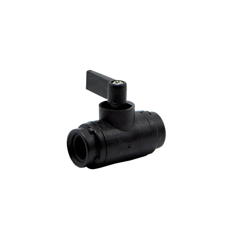 1/4" FNPT x 1/4" FNPT Black Polypropylene Series 226 Two-Way Ball Valve with Buna-N Seals