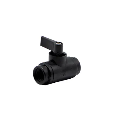 1/4" FNPT x 1/4" FNPT Black Polypropylene Series 226 Two-Way Ball Valve with Viton™ Seals
