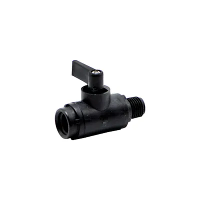 1/4" FNPT x 1/4" MNPT Black Polypropylene Series 226 Two-Way Ball Valve with Buna-N Seals