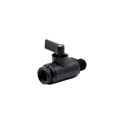 1/4" FNPT x 1/4" MNPT Black Polypropylene Series 226 Two-Way Ball Valve with Viton™ Seals