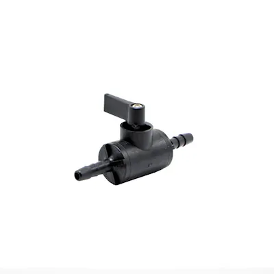 1/4" Hose Barb x 1/4" Hose Barb Black Polypropylene Series 226 Two-Way Ball Valve with Buna-N Seals