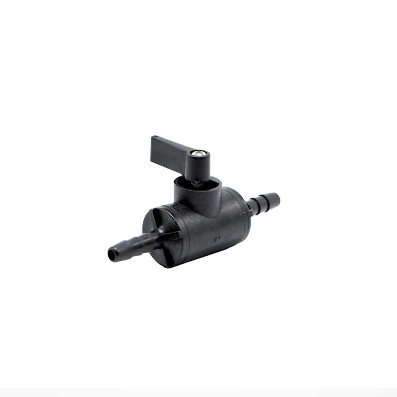 1/4" Hose Barb x 1/4" Hose Barb Black Polypropylene Series 226 Two-Way Ball Valve with Buna-N Seals