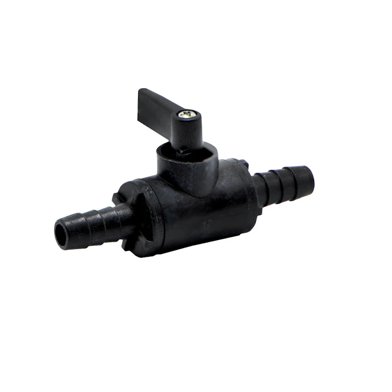 3/8" Hose Barb x 3/8" Hose Barb Black Polypropylene Series 226 Two-Way Ball Valve with Viton™ Seals