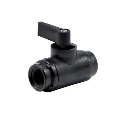 1/4" FNPT x 1/4" FNPT Black Nylon Series 226 Two-Way Ball Valve with Buna-N Seals