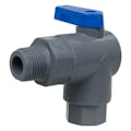 1/4" FNPT x 3/8" OD Tube J. Guest Series 657 Right Angle PVC Ball Valve with Buna-N Seal
