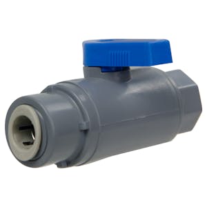1/4" FNPT x 3/8" OD Tube J. Guest Series 638 Straight PVC Ball Valve with Buna-N Seal