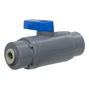 1/4" OD Tube J.Guest x 1/4" OD Tube J. Guest Series 638 Straight PVC Ball Valve with Buna-N Seal