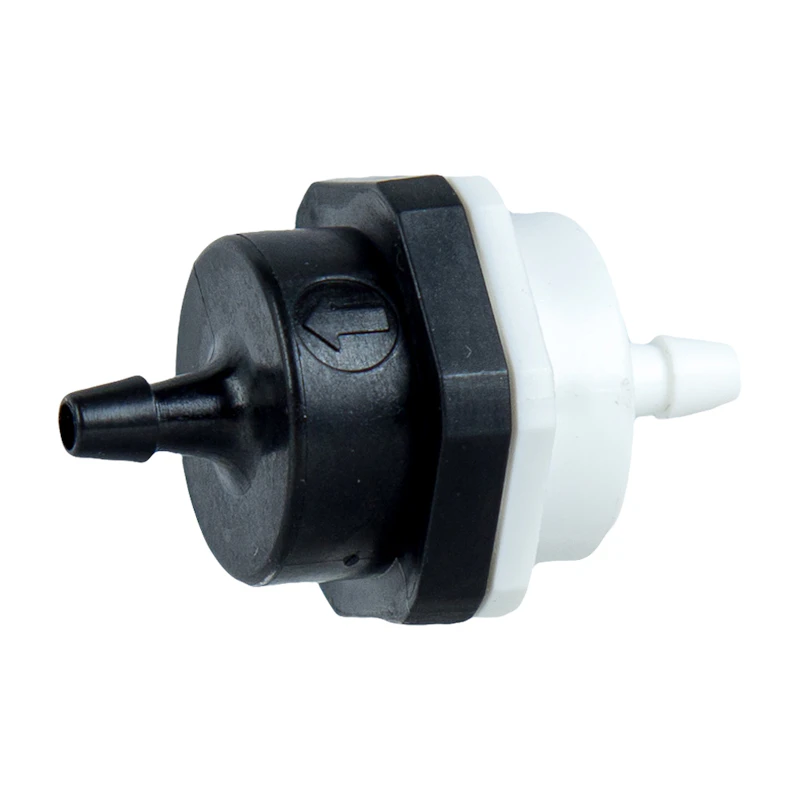 1/8" Hose Barb x 1/8" Hose Barb Series 406 Polypropylene Check Valve with 1 psi Spring & EPDM Seal