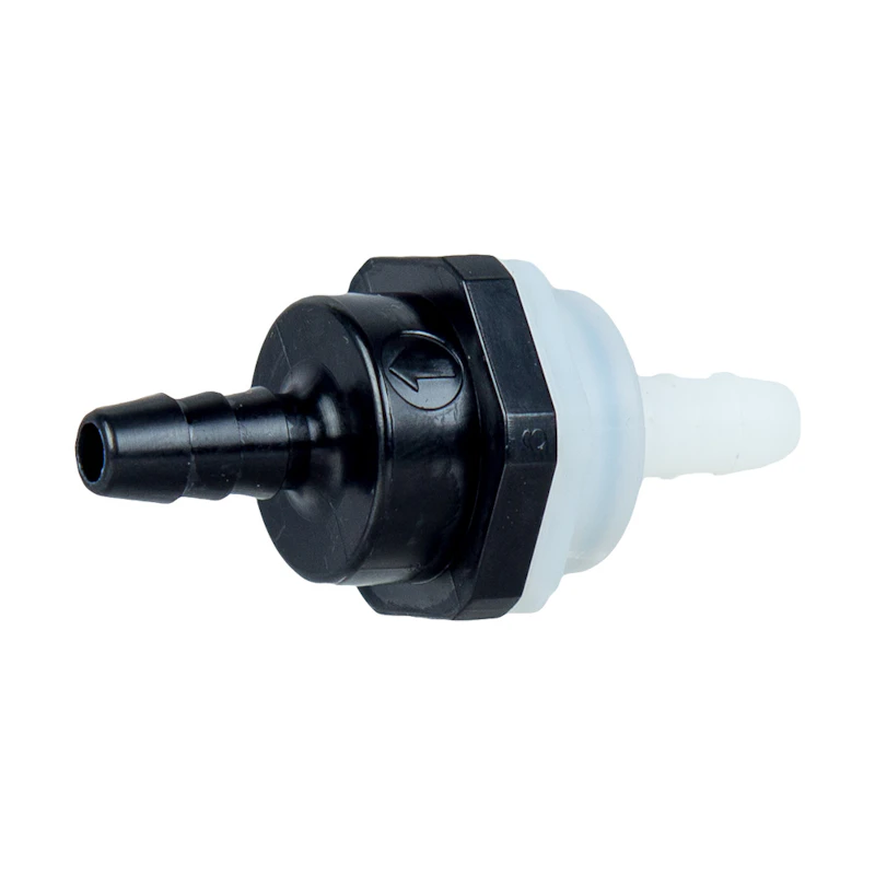 1/4" Hose Barb x 1/4" Hose Barb Series 406 Nylon Check Valve with 0.25 psi Spring & EPDM Seal