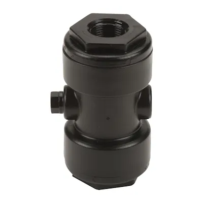 1" FNPT x 3/4" FNPT Banjo® Black Fiberglass-Reinforced Polypropylene Pinch Valve with EPDM Gasket