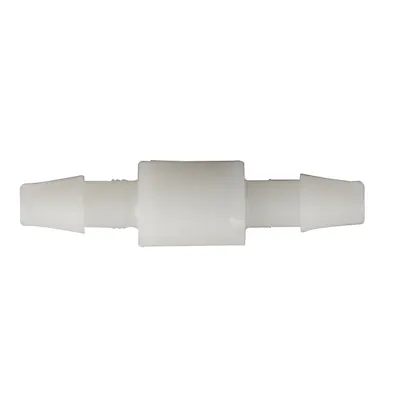 1/8" Hose Barb x 1/8" Hose Barb Series 695 Natural Polypropylene Mini Check Valve with Viton™ Seals
