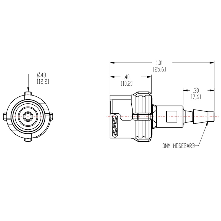 3mm Hose Barb SMC Series Subminiature Acetal Metric In-Line Coupling Body - Straight Thru (Insert Sold Separately)