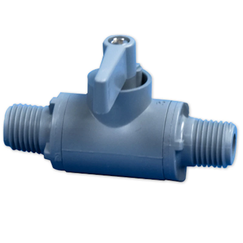 1/4" MNPT x 1/4" MNPT Gray PVC Series 226 Two-Way Ball Valve with Viton™ Seals