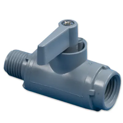 1/4" FNPT x 1/4" MNPT Gray PVC Series 226 Two-Way Ball Valve with Buna-N Seals