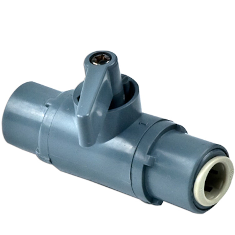 1/4" OD Push-To-Connect x 1/4" OD Push-To-Connect Series 226 PVC Ball Valve with EPDM Seals